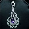 Image 1 : STERLING SILVER PURPLE AMETHYST & wHITE TOPAZ PENDANT