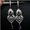 Image 1 : STERLING SILVER AMETHYST, SAPPHIRE & TOPAZ EARRINGS