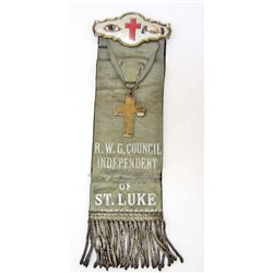 C. 1860'S INDEPENDENT ORDER OF ST. LUKE RIBBON BADGE