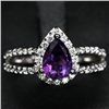 Image 1 : STERLING SILVER PURPLE AMETHYST & TOPAZ RING - SIZE 8