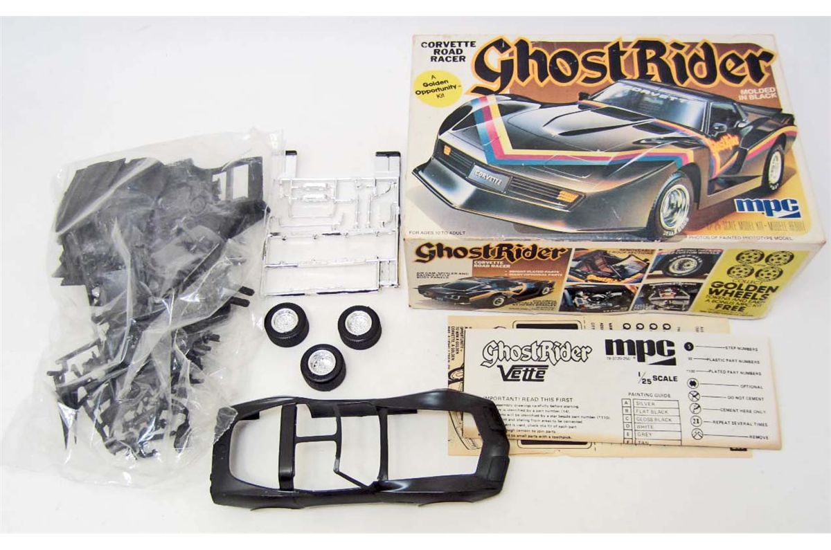 Ghost Rider Corvette VINTAGE MPC GHOST RIDER CORVETTE ROAD RACER MODEL KIT