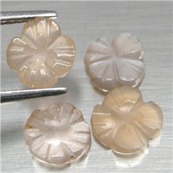 LOT OF 3.72 CTS BROWN INDIAN MOONSTONE FLOWERS 4 PCS