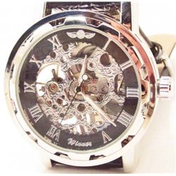 MENS WINNER MECHANICAL 'SKELETON' ANALOG WRISTWATCH