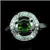 Image 1 : STERLING SILVER GREEN DIOPSIDE & WHITE TOPAZ RING SZ 8