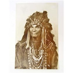 VINTAGE RPPC NATIVE AMERICAN INDIAN IN HEADDRESS PHOTO POSTCARD