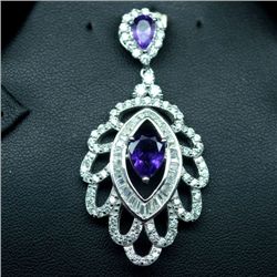 STERLING SILVER PURPLE AMETHYST & TOPAZ PENDANT