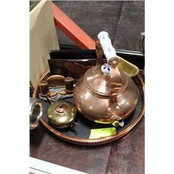 COPPER TRAY WITH CONTENTS