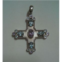 8.220g Pendant of Amethyst And Blue Topaz in 92.5 Silver