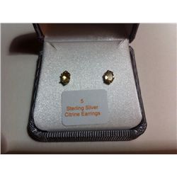 Sterling Silver Citrine Earrings-R-#5