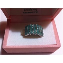 Sterling Silver Emerald Ring-R-#18