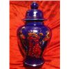 Image 1 : Cobalt Blue Ginger Urn Vase with Peacocks