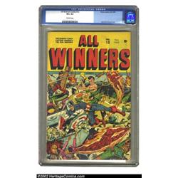 All Winners Comics #13 (Timely, 1944) CGC VF+ 8.5 Off-white pages. Cap, Torch, and Subby take no pri