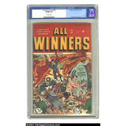 All Winners Comics #18 (Timely, 1946) CGC VF/NM 9.0 Off-white pages. Subby squishes a bad guy with t