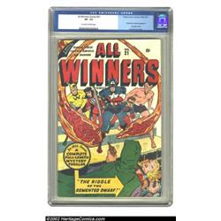 All Winners Comics #21 (Timely, 1947) CGC VF- 7.5 Off-white to white pages. Captain America and frie