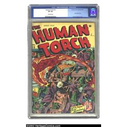 The Human Torch #15 (Timely, 1944) CGC VF 8.0 Off-white pages. Alex Schomburg loved using hooded vil