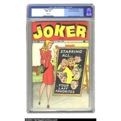 Joker Comics #24 Mile High pedigree (Timely, 1946) CGC NM+ 9.6 White pages. This fantastic example o