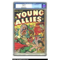 Young Allies Comics #7 (Timely, 1943) CGC VF/NM 9.0 Cream to off-white pages. Busting in on one scar