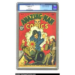 Amazing-Man #9 Mile High pedigree (Centaur, 1940) CGC VF/NM 9.0 Off-white pages. Centaur Publication
