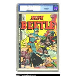 Blue Beetle #46 (Fox Features Syndicate, 1947) CGC VF+ 8.5 Off-white pages. One of the most popular.