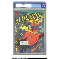 Blue Bolt Vol. 3, #2 Mile High pedigree (Novelty Press, 1942) CGC VF/NM 9.0 White pages. A smashing.
