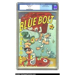 Blue Bolt Vol. 3, #8 Mile High pedigree (Novelty Press, 1943) CGC NM 9.4 White pages. During the war