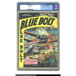 Blue Bolt Vol. 3, #9 Mile High pedigree (Novelty Press, 1943) CGC NM- 9.2 White pages. Al Plastino g