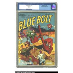 Blue Bolt Vol. 3, #10 Mile High pedigree (Novelty Press, 1943) CGC NM 9.4 White pages. The colors on