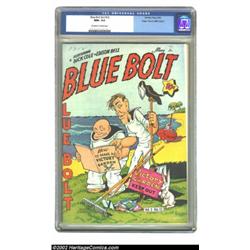 Blue Bolt Vol. 3, #12 Mile High pedigree (Novelty Press, 1943) CGC NM+ 9.6 Off-white to white pages.