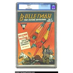 Bulletman #9 Mile High pedigree (Fawcett, 1942) CGC NM 9.4 White pages. Bulletman and his pretty par