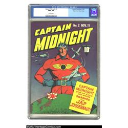 Captain Midnight #2 Mile High pedigree (Fawcett, 1942) CGC NM+ 9.6 Off-white pages. Captain Midnight