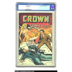 Crown Comics #1 (Golfing, Inc., 1944) CGC NM+ 9.6 White pages. The first issue of a truly interestin