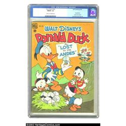 Four Color #223 (Dell, 1949) CGC FN/VF 7.0 Cream to off-white pages. Carl Barks created in this issu