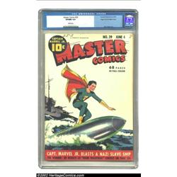 Master Comics #39 Mile High pedigree (Fawcett, 1943) CGC VF/NM 9.0 White pages. Mac Raboy's signatur
