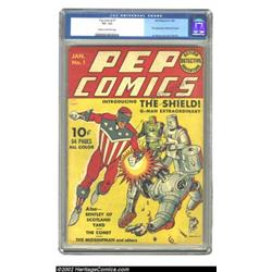 Pep #1 (MLJ, 1940) CGC VF- 7.5 Cream to off-white pages. Introducing the era of Patriotic heroes! Wi