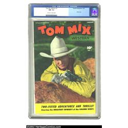 Tom Mix Western #1 (Fawcett, 1948) CGC NM- 9.2 Off-white to white pages. This photo cover of the fam
