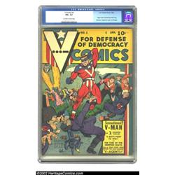 V-Comics #1 (Fox Features Syndicate, 1942) CGC FN+ 6.5 Off-white to white pages. Here is a very patr