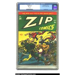 Zip Comics #31 Mile High pedigree (MLJ, 1942) CGC NM+ 9.6 White pages. On this WWII cover, 26-year-o