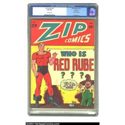 Zip Comics #39 Rockford pedigree (MLJ, 1943) CGC VF 8.0 Off-white pages. Who is Red Rube? It is a qu