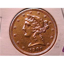 1901-S $5 Gold Liberty XF40