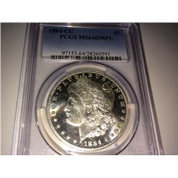 1884 CC  NGC MS-64 DMPL Silver Morgan Dollar