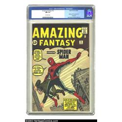 Amazing Fantasy #15 (Marvel, 1962) CGC NM 9.4 Off-white pages. "And so a legend is born, and a new n