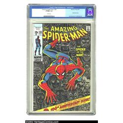The Amazing Spider-Man #100 (Marvel, 1971) CGC VF/NM 9.0 White pages. Spidey's anniversary issue fea