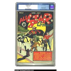 All-Star Comics #5 (DC, 1941) CGC VF/NM 9.0 White pages. The Flash, Green Lantern, and Spectre toy w