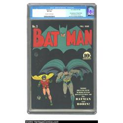 Batman #3 (DC, 1940) CGC VF 8.0 Off-white to white pages. Batman and Robin run to the rescue on this