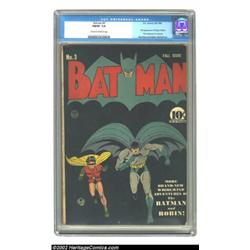 Batman #3 (DC, 1940) CGC FN/VF 7.0 Cream to off-white pages. Bob Kane created this dynamic cover, an