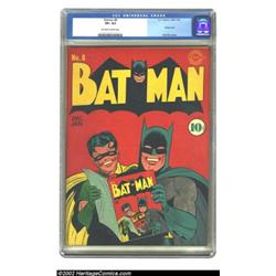 Batman #8 (DC, 1942) CGC VF+ 8.5 Off-white to white pages. This endearing image of Batman and Robin.