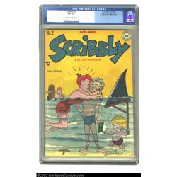 Scribbly #2 Mile High pedigree (DC, 1948) CGC VF- 7.5 Off-white to white pages. This Sheldon Mayer v