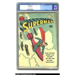 Superman #18 (DC, 1940) CGC VF+ 8.5 Cream to off-white pages. Superman rides his rocket to earth on.