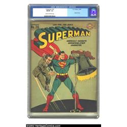 Superman #26 (DC, 1944) CGC FN/VF 7.0 Cream to off-white pages. Deemed a "classic war cover" by Over