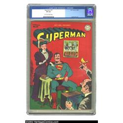 Superman #35 (DC, 1945) CGC VF 8.0 Off-white to white pages. On this cover, Superman takes time out.
